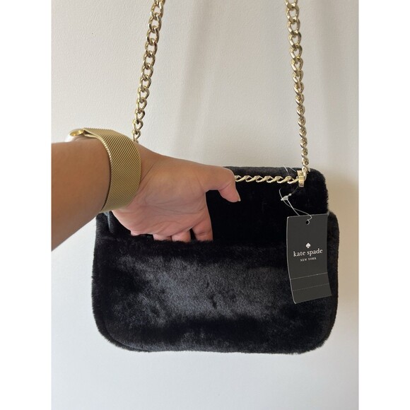 Kate Spade Carey Faux Fur Small Flap Shoulder Bag w/ Chain Leather Strap NWT's - Picture 15 of 15